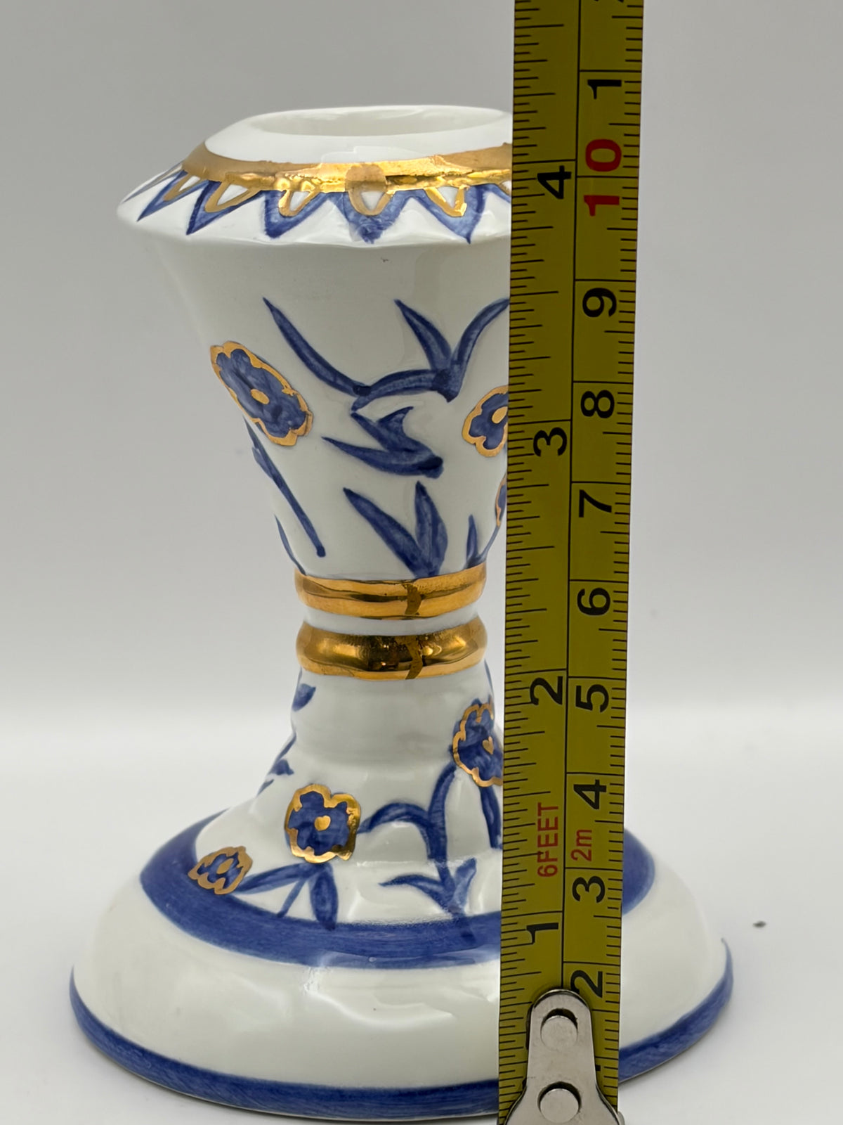 Judaism Hebrew Inscribed Plate Set w/ Kiddush Cup & Ceramic Holders