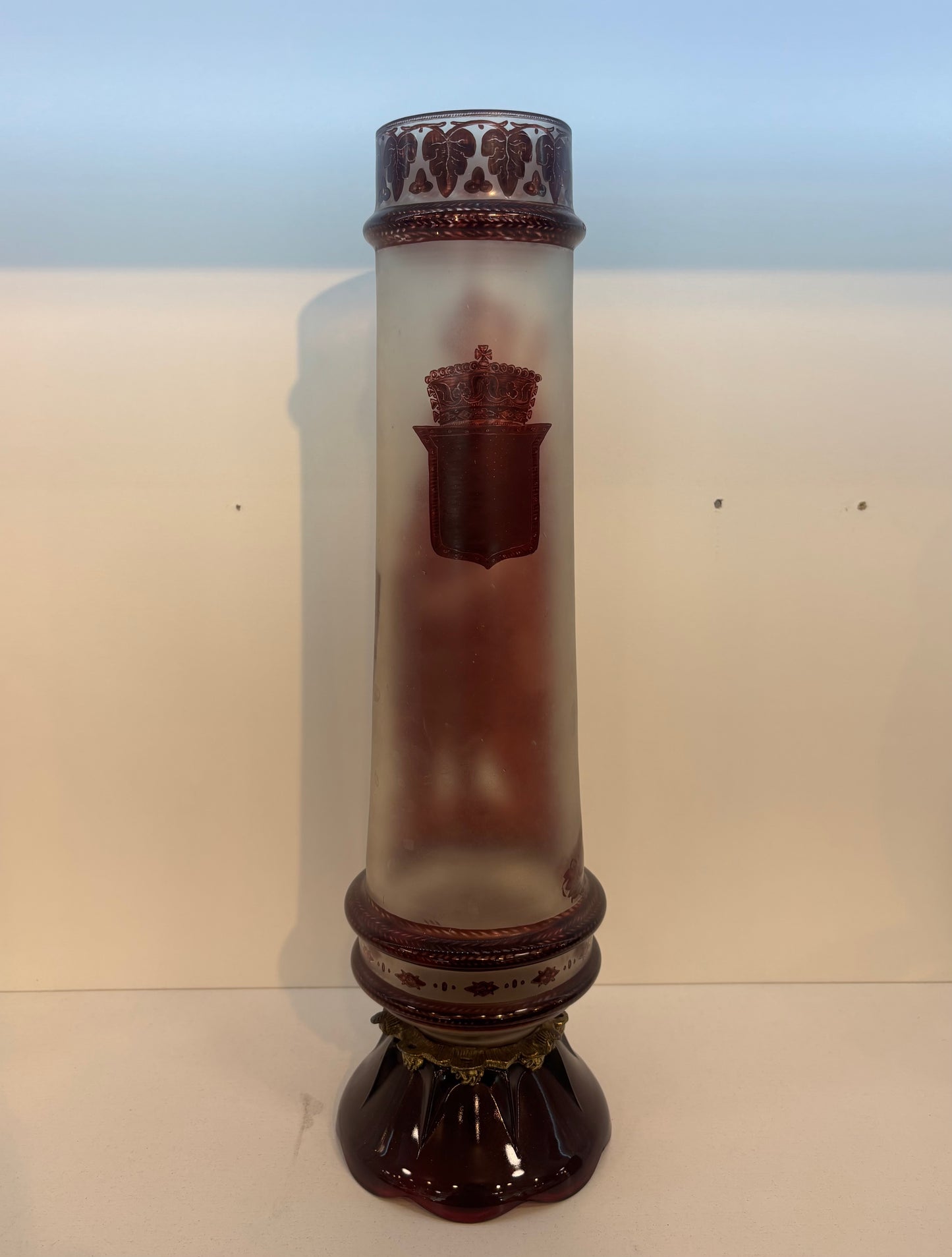 Antique ruby glass čech vase