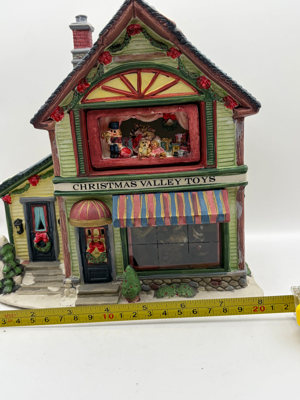 Ceramic Painted Christmas Holiday Village House Building Decor, 8in x 9in