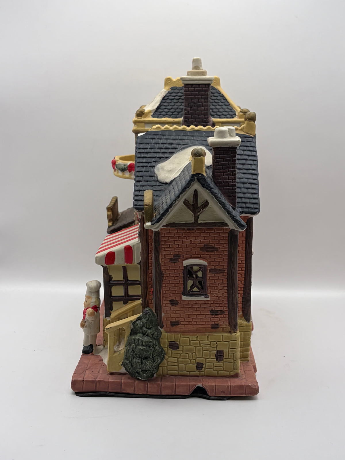 Christmas Village Bakery & Restaurant House, Ceramic Painted Chef, 9.5 x 8.75"