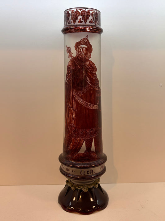 Antique ruby glass čech vase