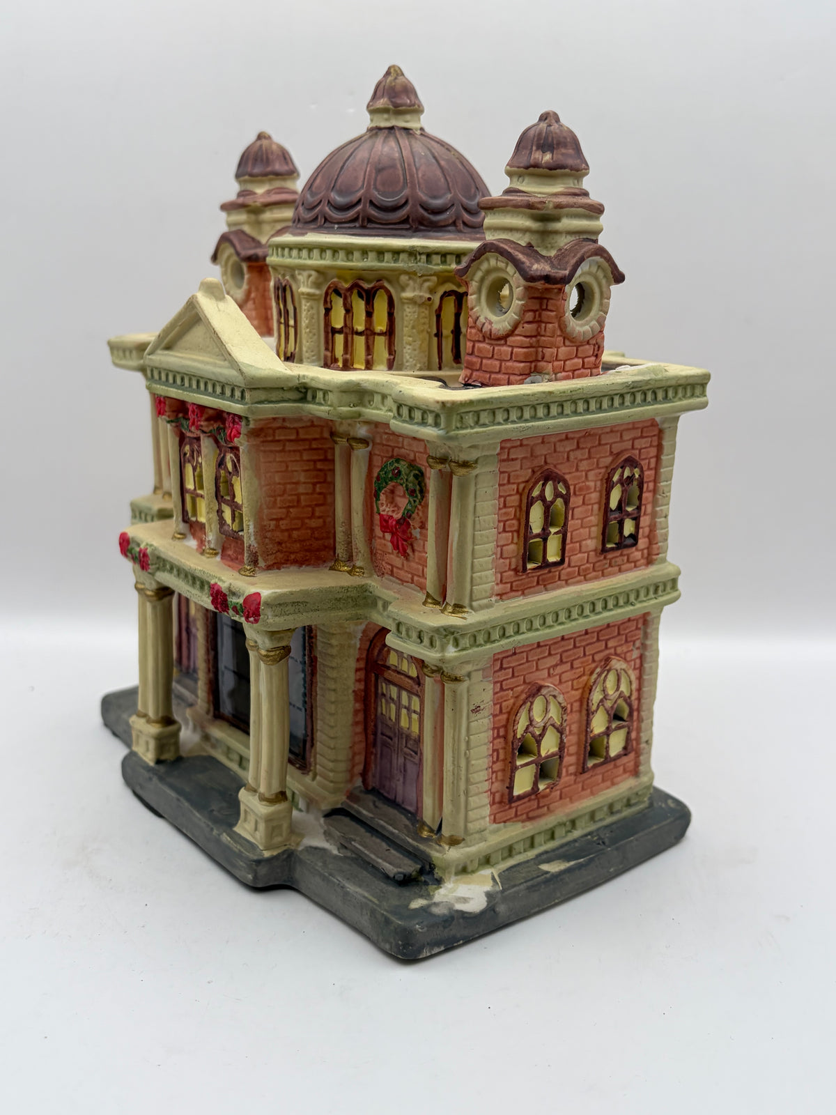 Ceramic Christmas Village House Building, Painted 3D Effect, Multicolor 8x6x4"