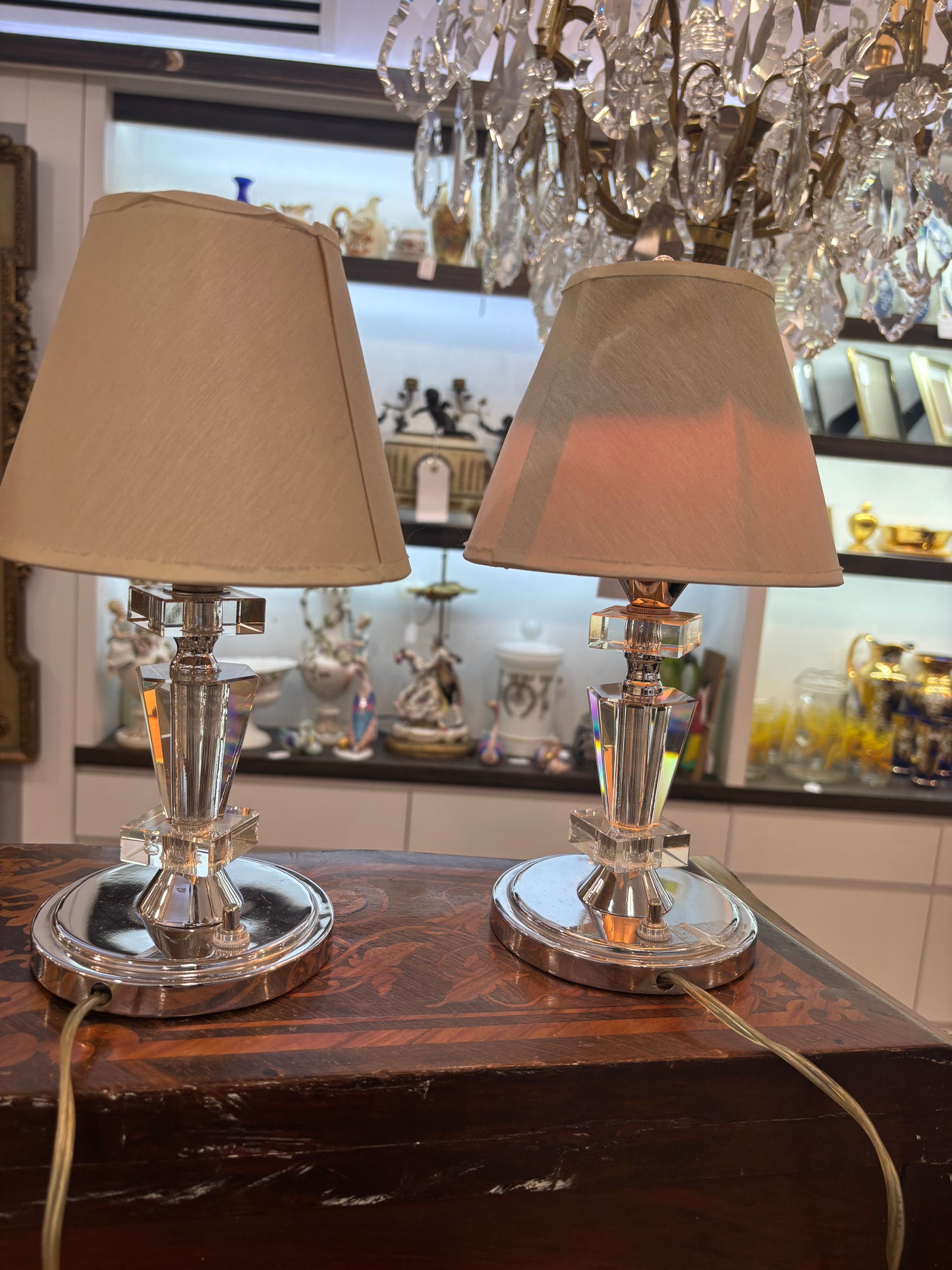 Antique Table Crystal Lamps