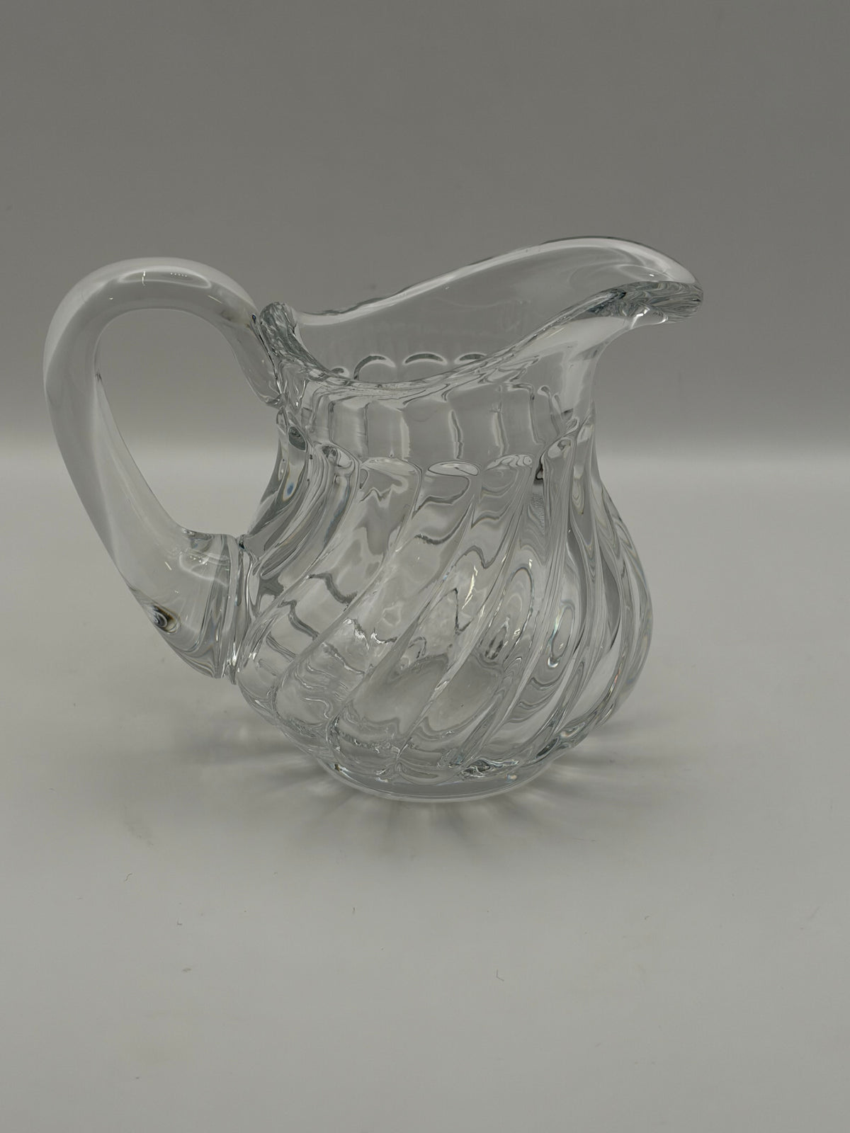 Clear Swirl Glass Creamer Pitcher With Handle 10 oz 5 in x 4 in