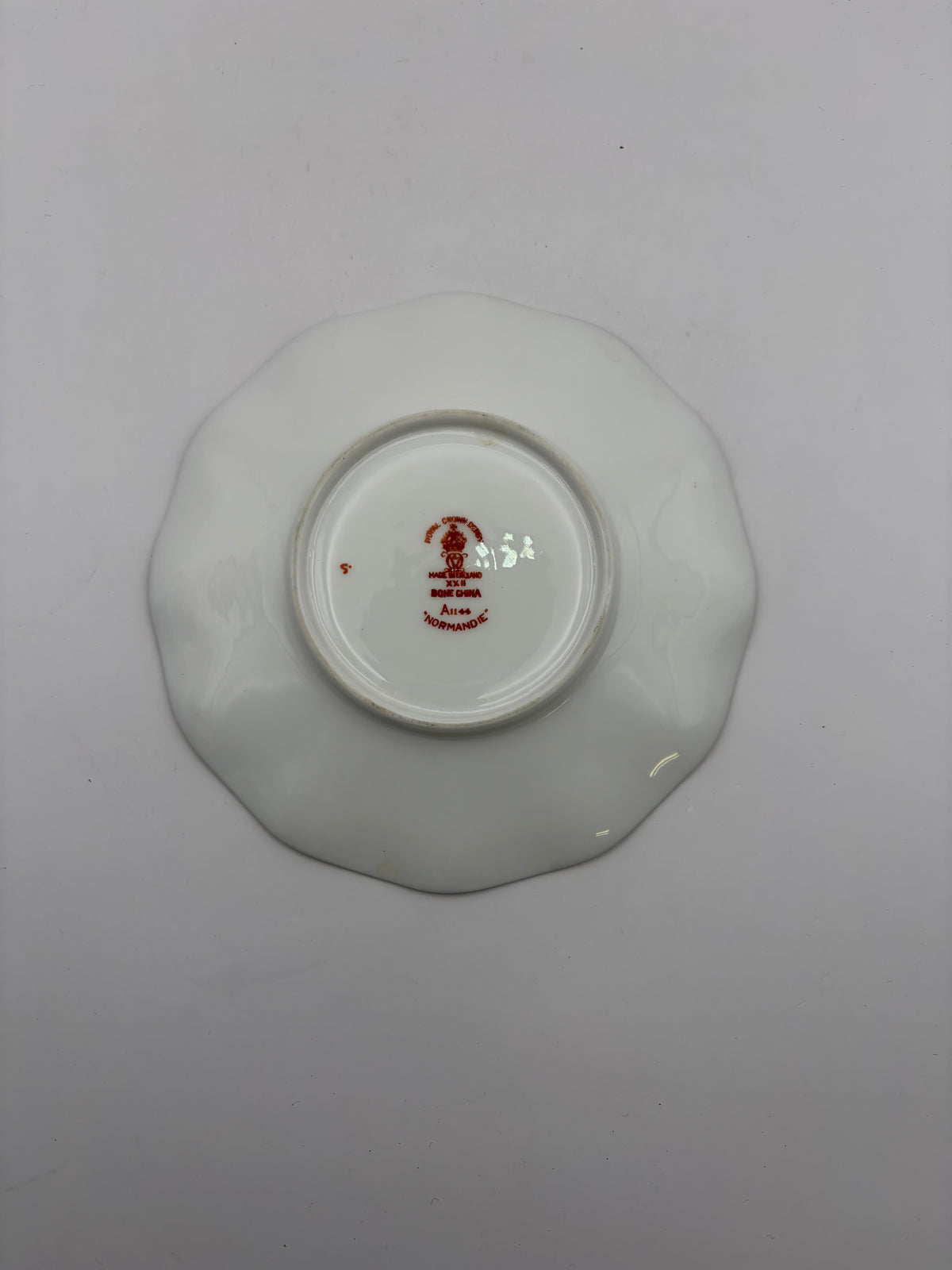 Royal Crown Derby Normandie Bone China Cup & Saucer 8 oz White Gold Blue A114