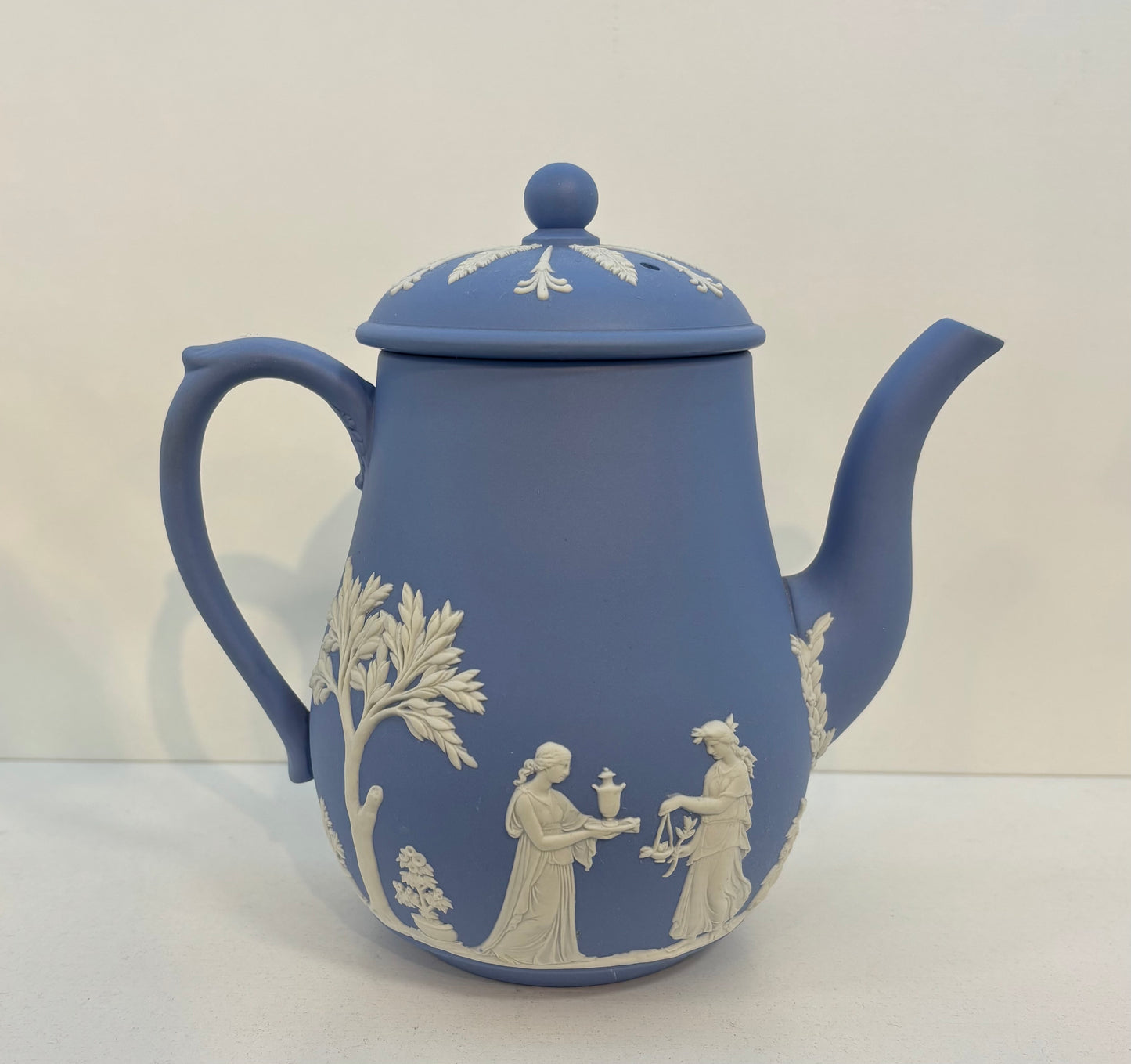 Vintage Blue Wedgwood Jasperware Coffee Pot / Teapot SET