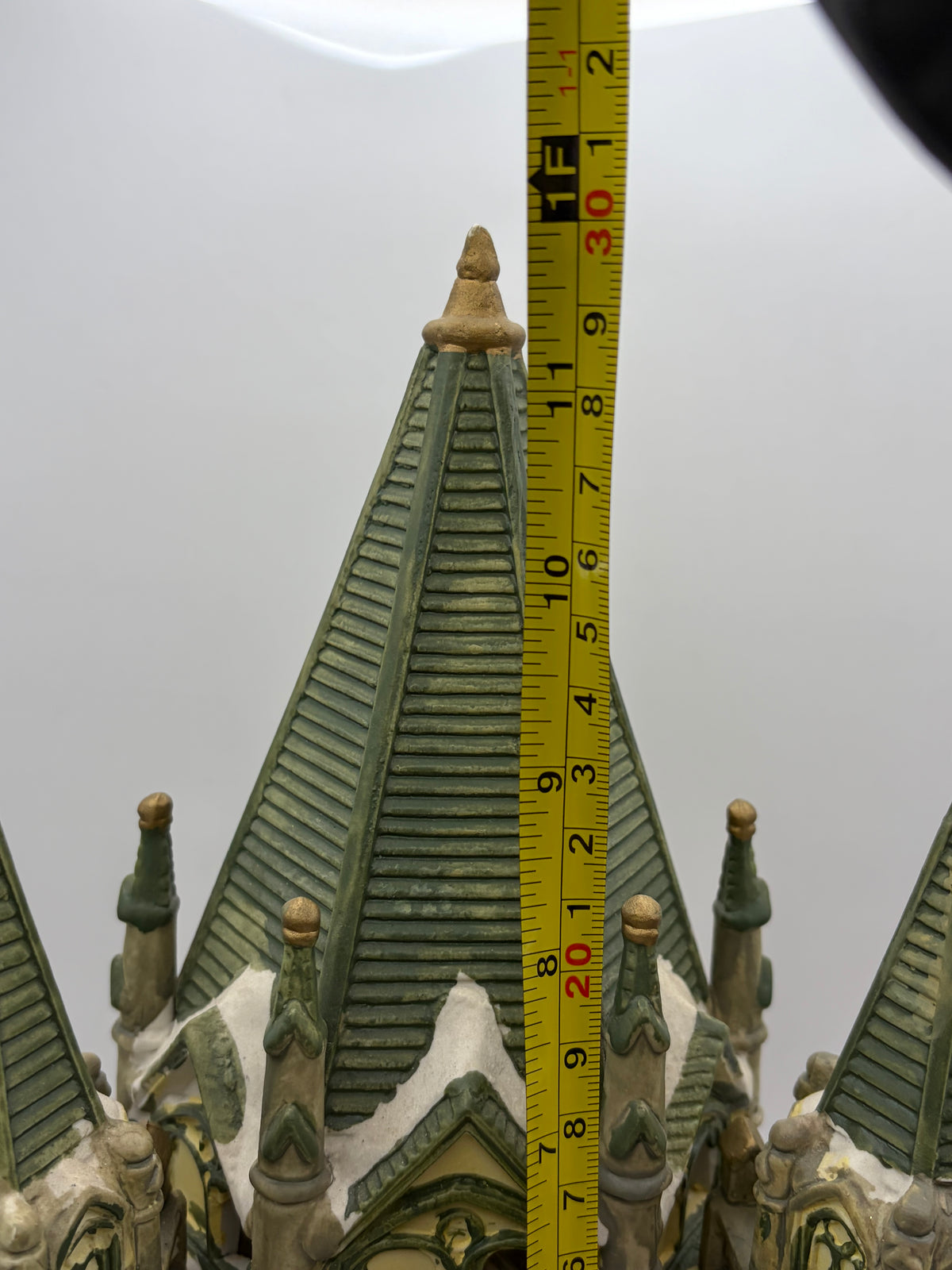 Christmas Village Gothic Cathedral/Church Building, Ceramic 11in 9.5in Painted