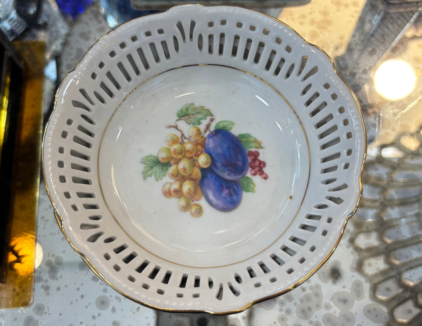 5 Germany plates Schwarzenhammer Bavarian Porcelain Fruit Pattern Reticulated Plate