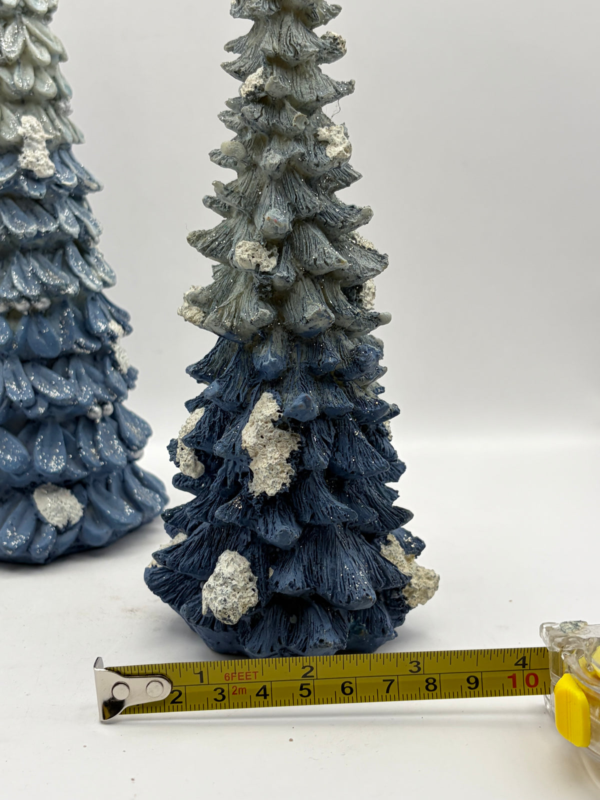 Artificial Resin Christmas Tree Figurines Set of 2 Blue/White/Gray 8"