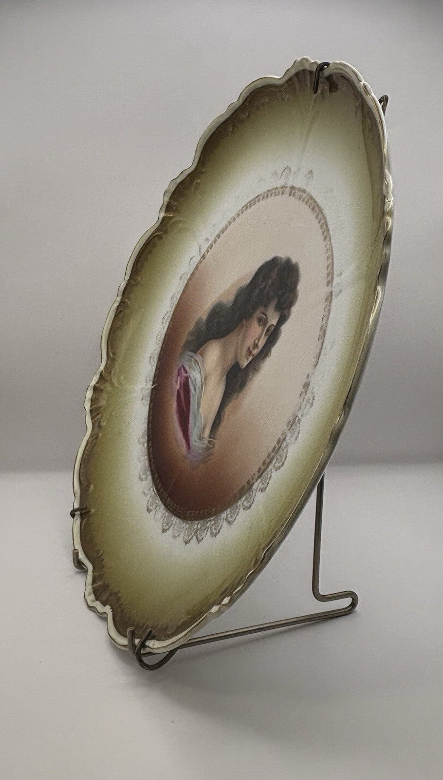 Antique 1900 Elbogen China Austria Porcelain Signed Plate 12”