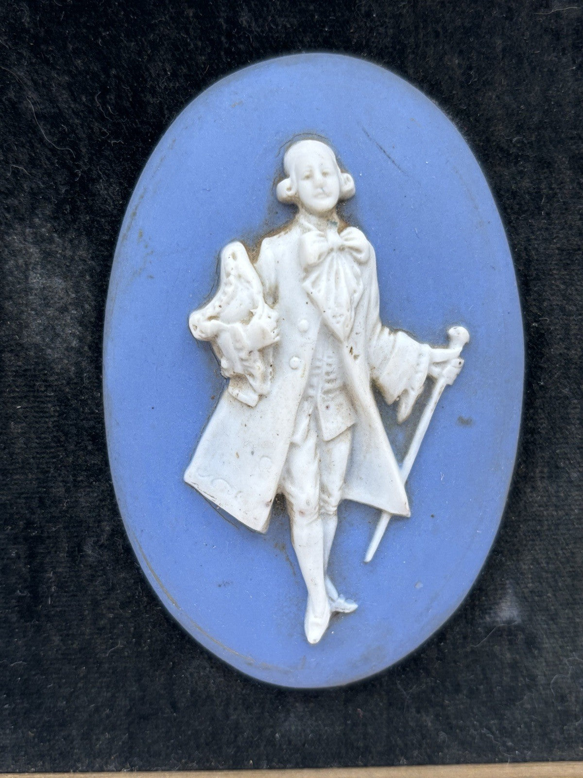 Wedgwood Jasperware framed plaques Neoclassical figurine white N blue Antique.