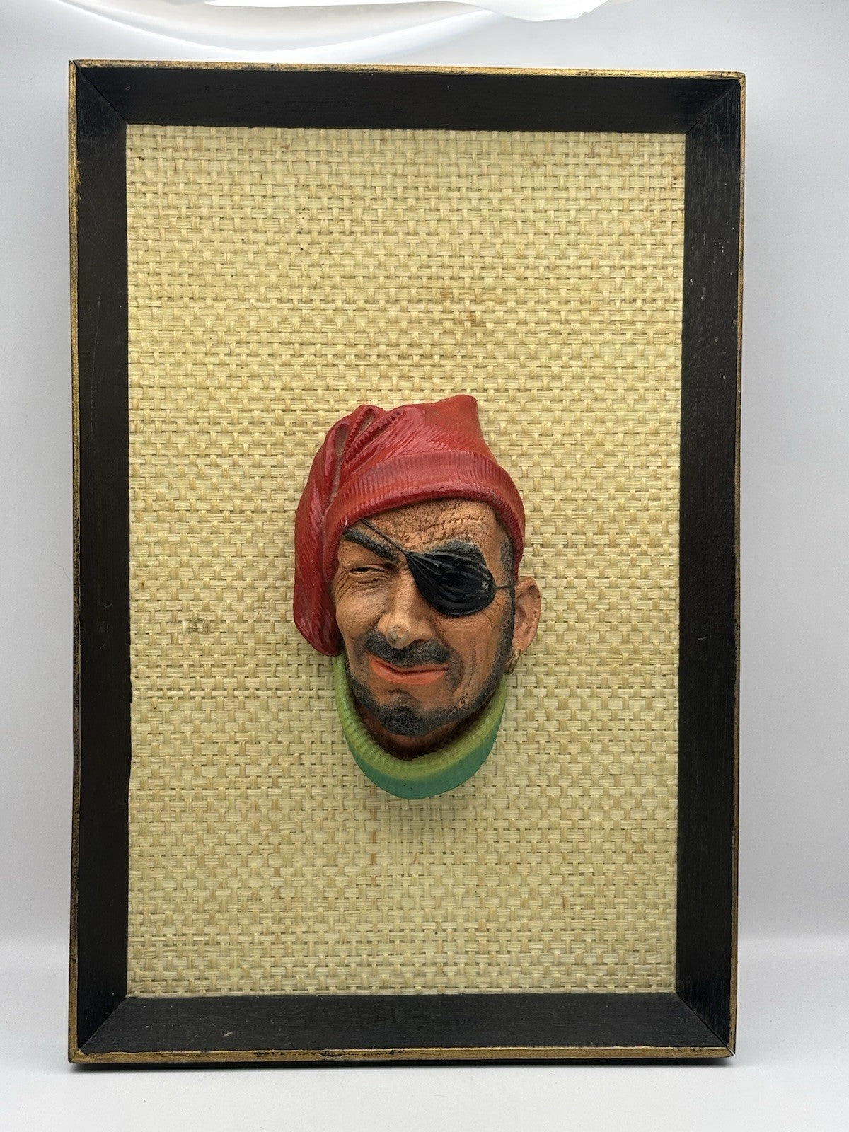 Vintage Bossons Smuggler Chalkware Head Wall Art Piece Hand Painted Made England