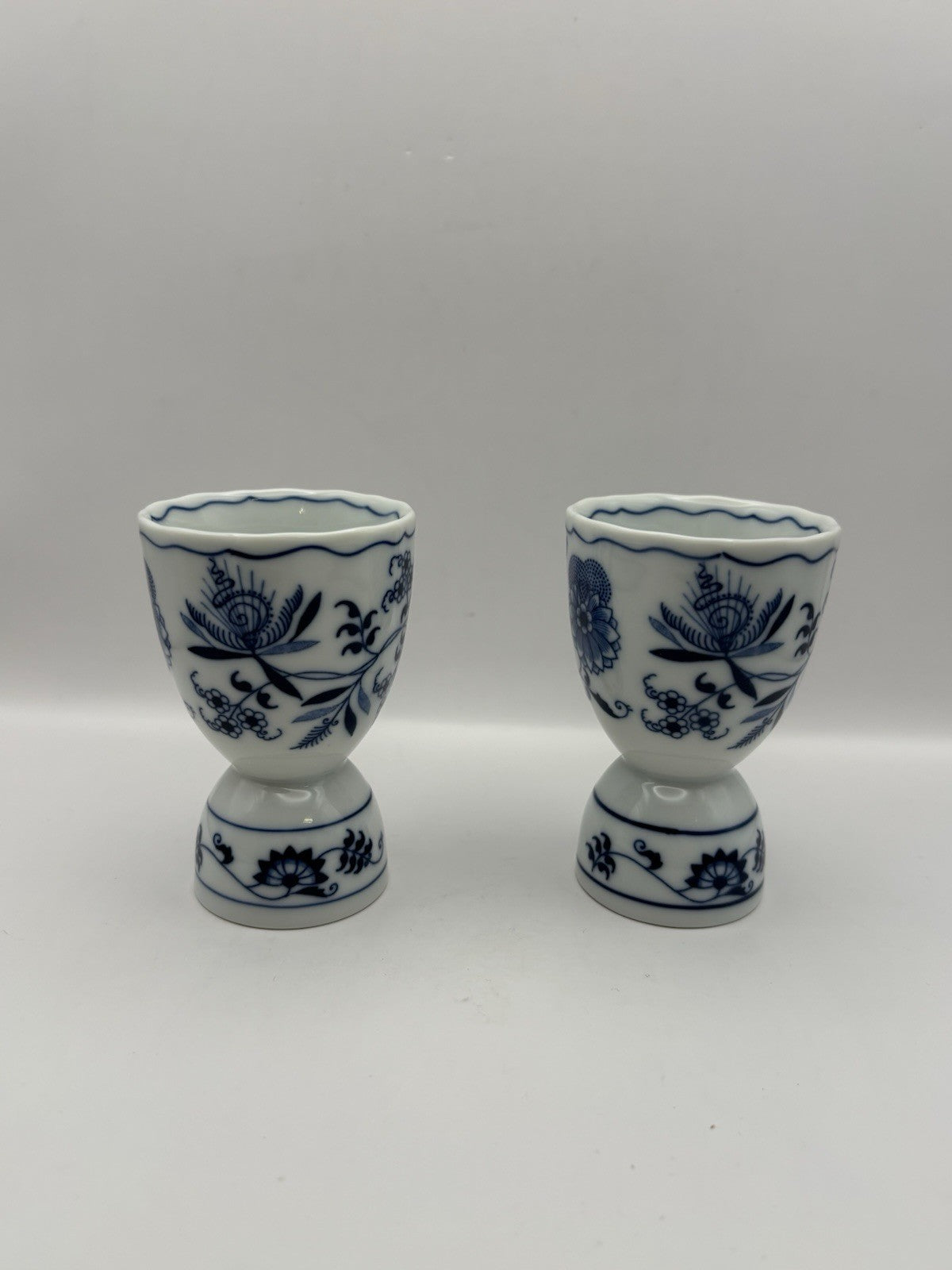 Vintage Blue Danube porcelain egg cups the classic blue and white Onion Pattern