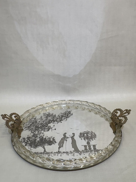 Barovier MCM Italian Mirror Murano Glass Tray Art  Trinket Dish