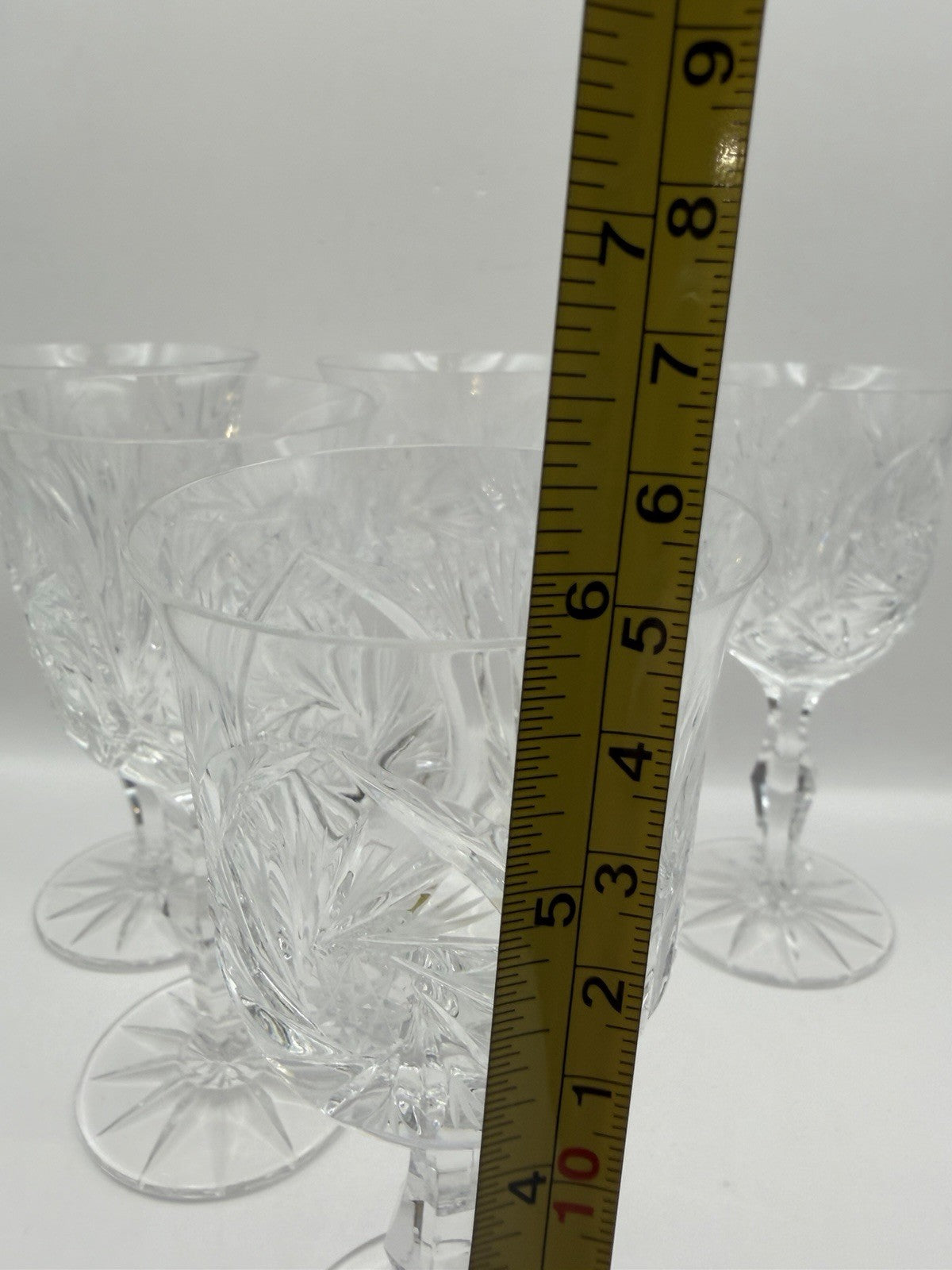 American Cut Crystal Eleanor Pattern Wine Glass. Set of 5 Excellent Condition