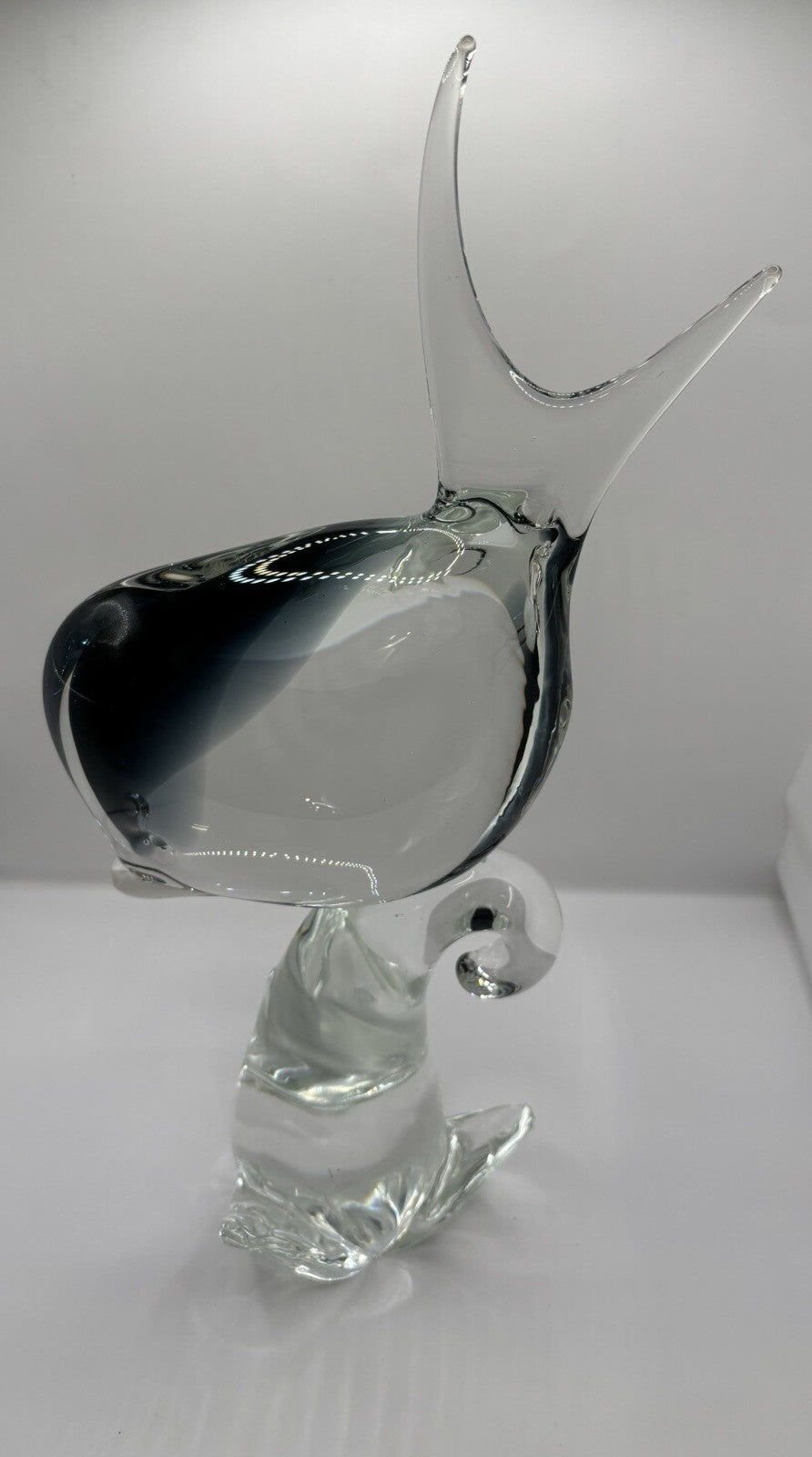 Murano Glass Fish Sculpture. 13.8 Inches Tall Hand Blown Glass Art Glass Italy