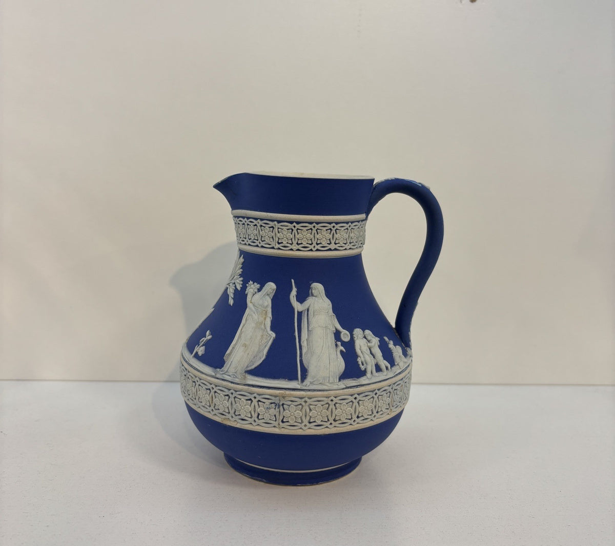 Wedgwood & Co LTD Antique Cobalt Blue Jasperware Pitcher