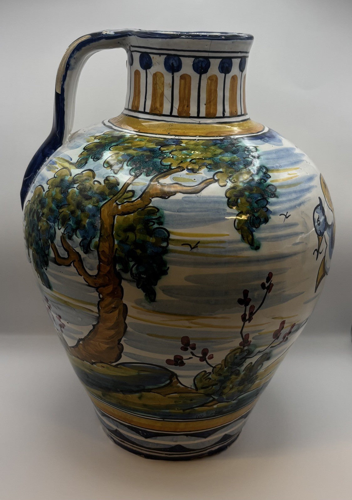 Talavera Italy Vase Hand Painted Floral Design  12’ Tall