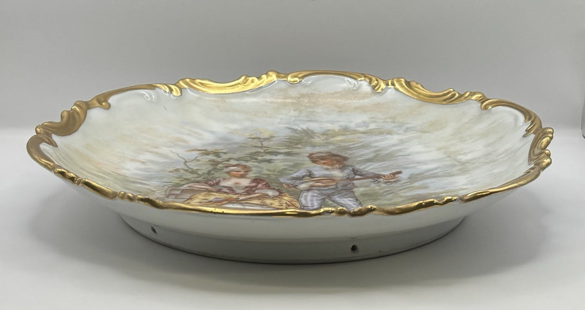Gold Rim Hand Painted Decorative Plated  Hanging Plate 10.5”