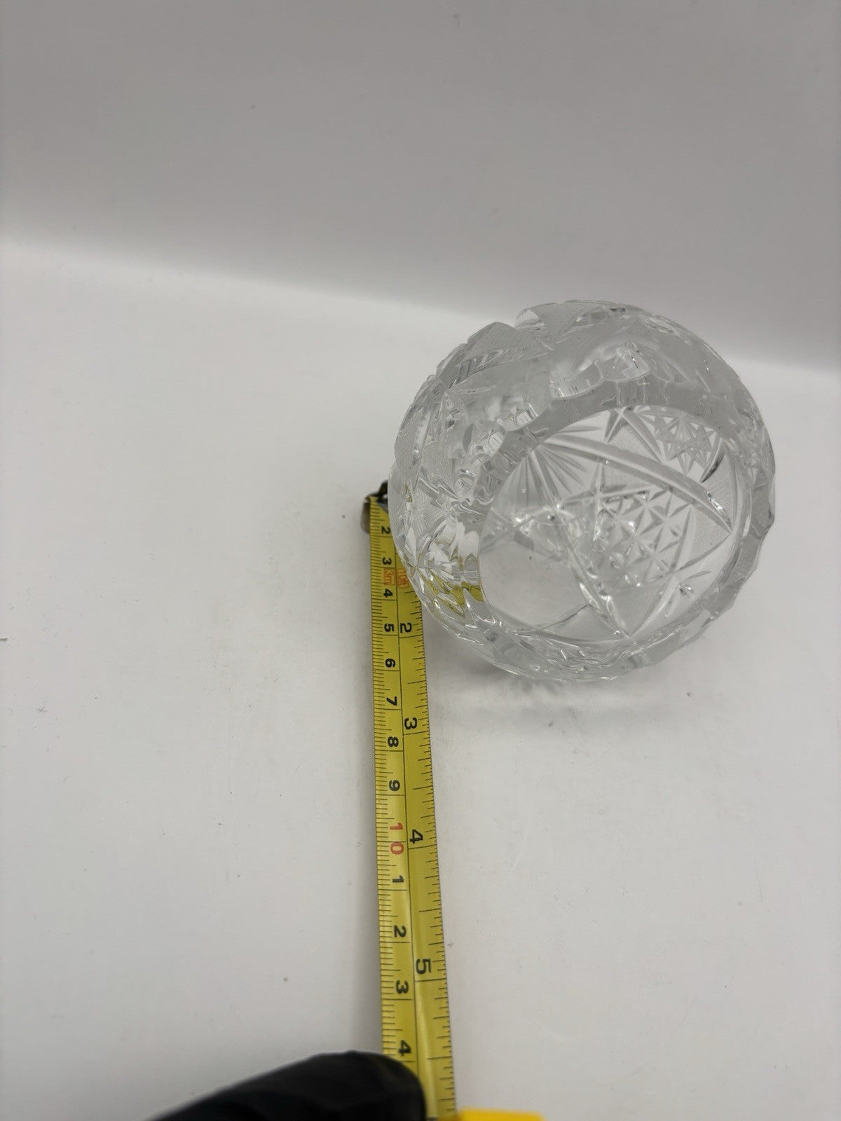 vintage clear cut crystal bowl intricate geometric pattern hand made