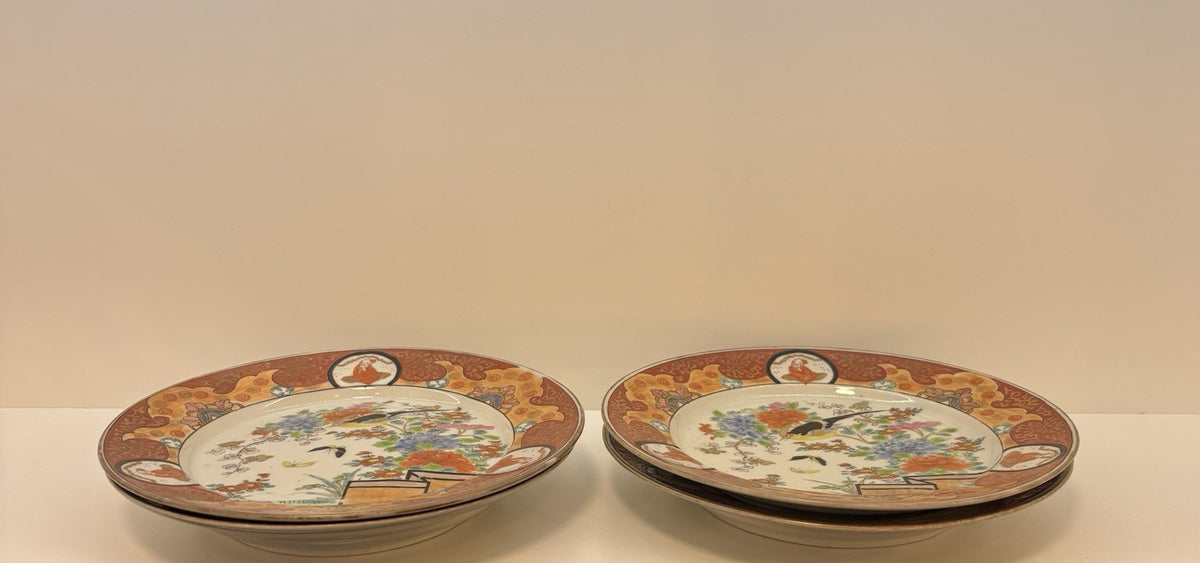 Antique Japanese Set of 4 plates with 8 tea sets Porcelain Hand Painted