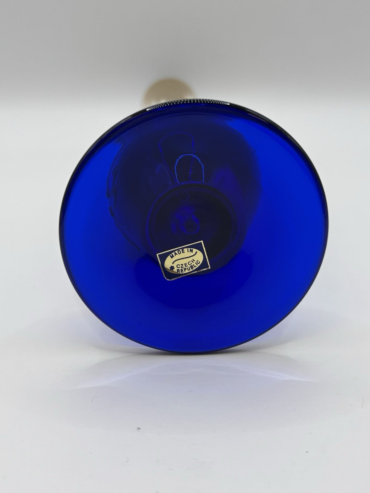 Bohemia Glass Cobalt Blue Gold Encrusted & Raised Enamel Flowers Vase Czech Art