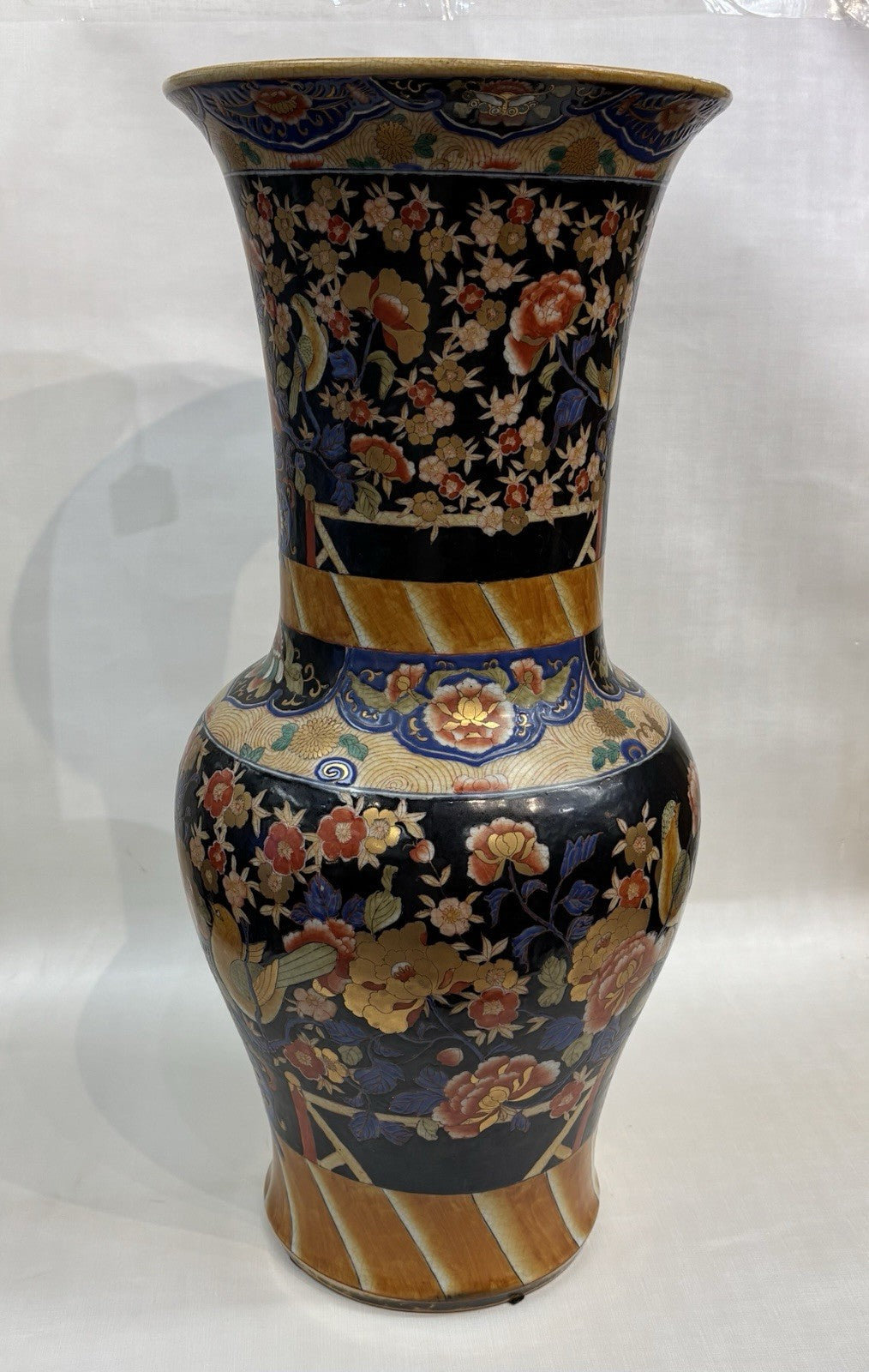Early 20th Century Chinese Vase with Birds and Roses 12 3/8 Inches Tall