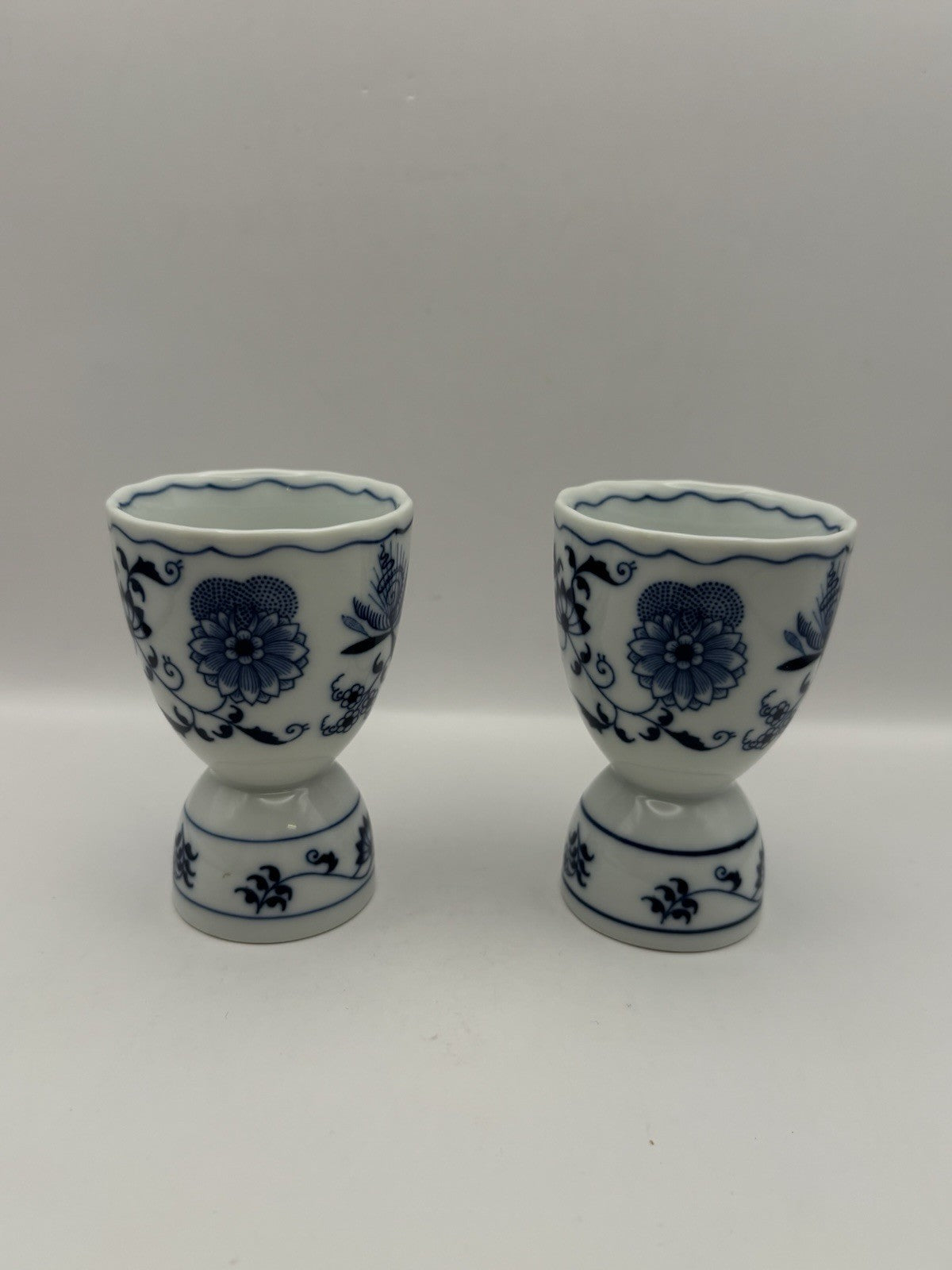 Vintage Blue Danube porcelain egg cups the classic blue and white Onion Pattern