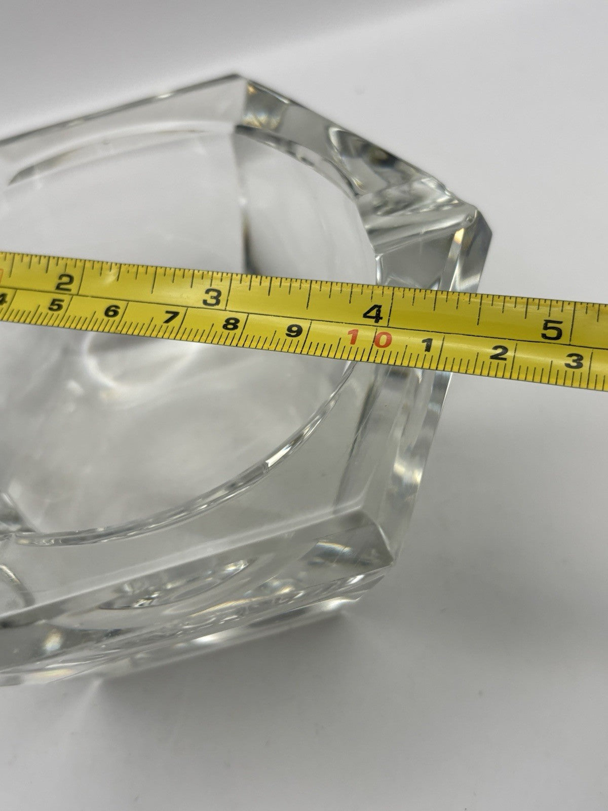 Val St Lambert Geometric Crystal 3 Slot Ashtray Signed