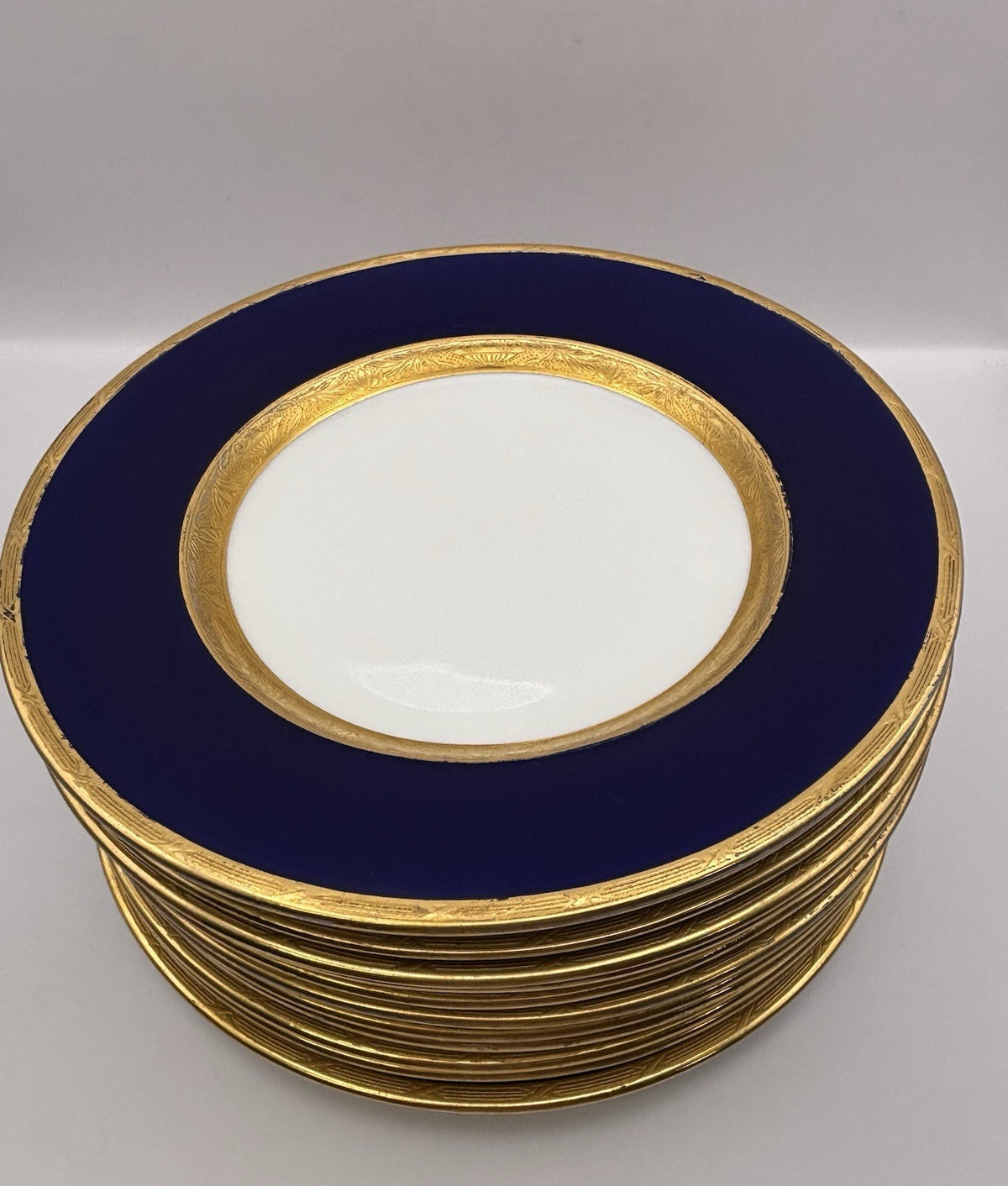 11 Antique Minton England Cobalt Blue & Gold Salad or Dessert Plates