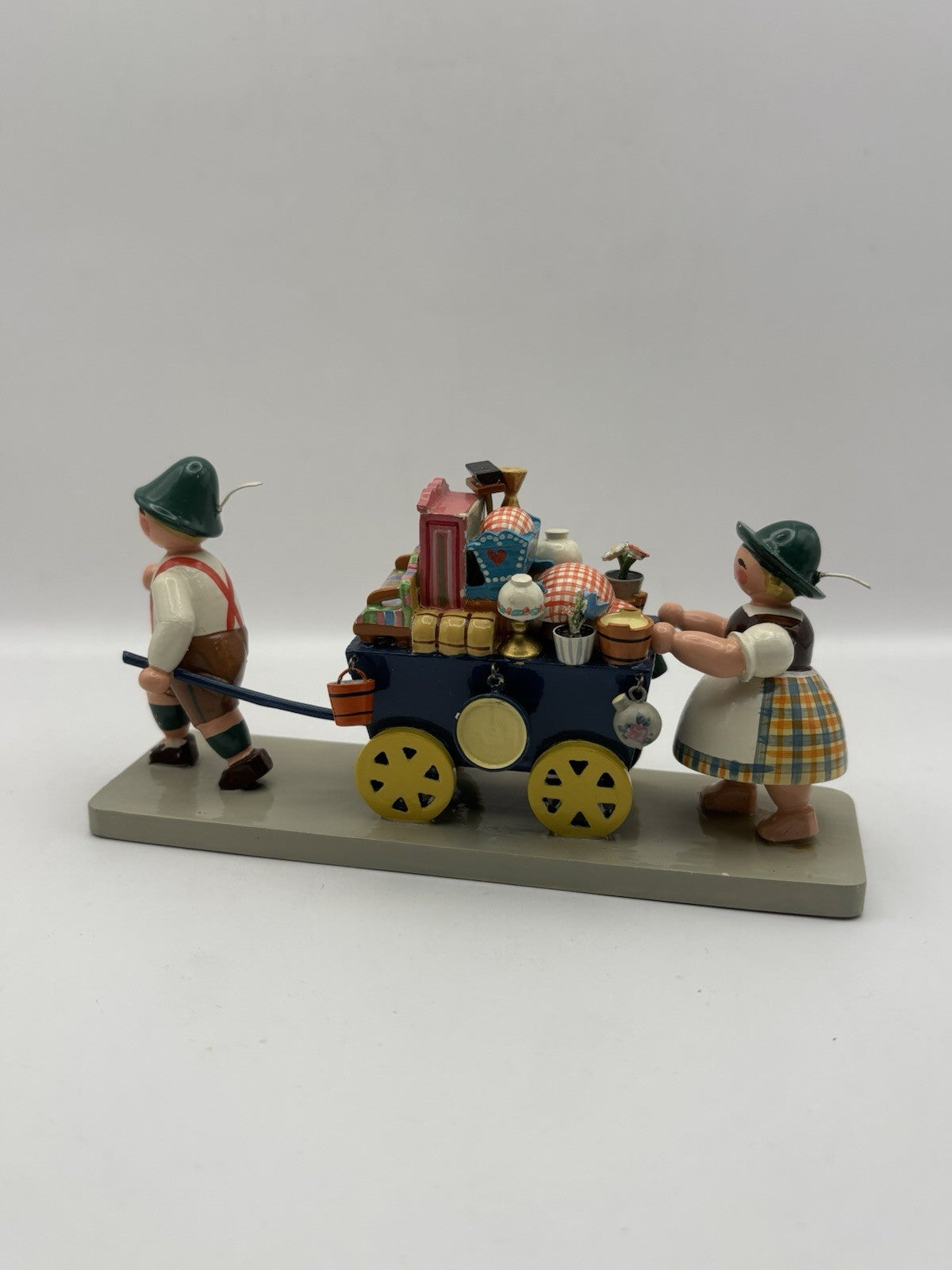 Vintage Wendt & Kühn wooden figurine Moving Day handcrafted East Germany