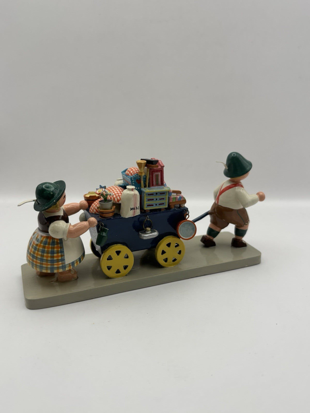 Vintage Wendt & Kühn wooden figurine Moving Day handcrafted East Germany