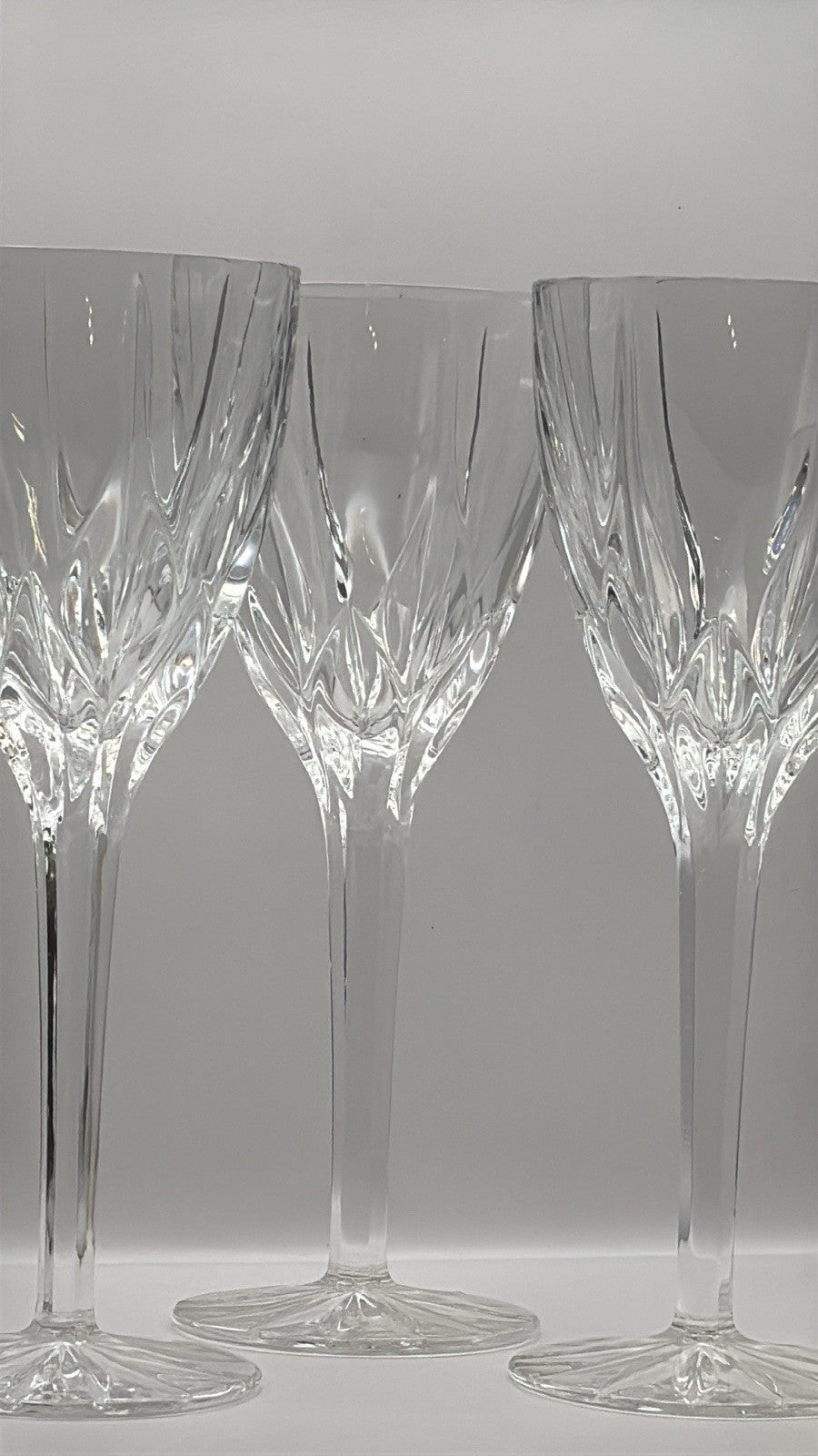 Mikasa Apollo Cut Crystal Wine Goblets 8 3/4 Tall Set of 3 Vintage