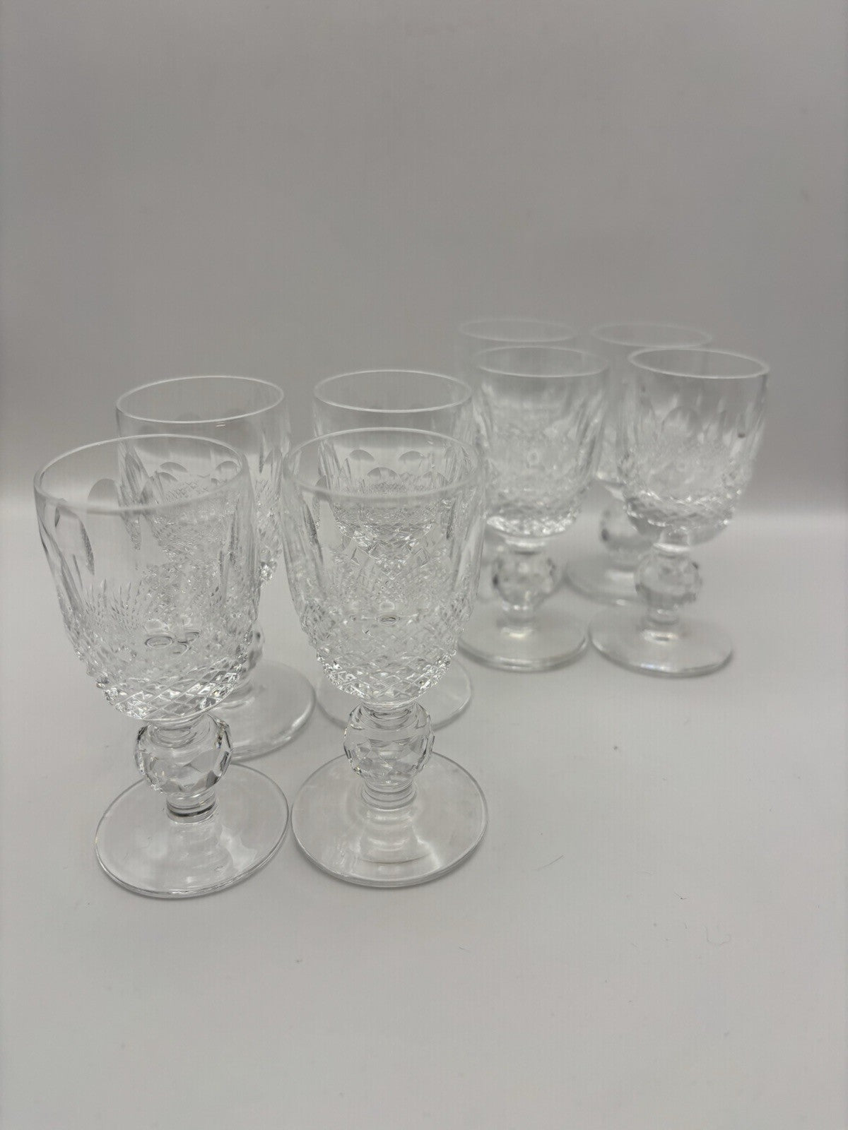 Waterford Crystal in the Colleen pattern, specific short stem sherry glasses