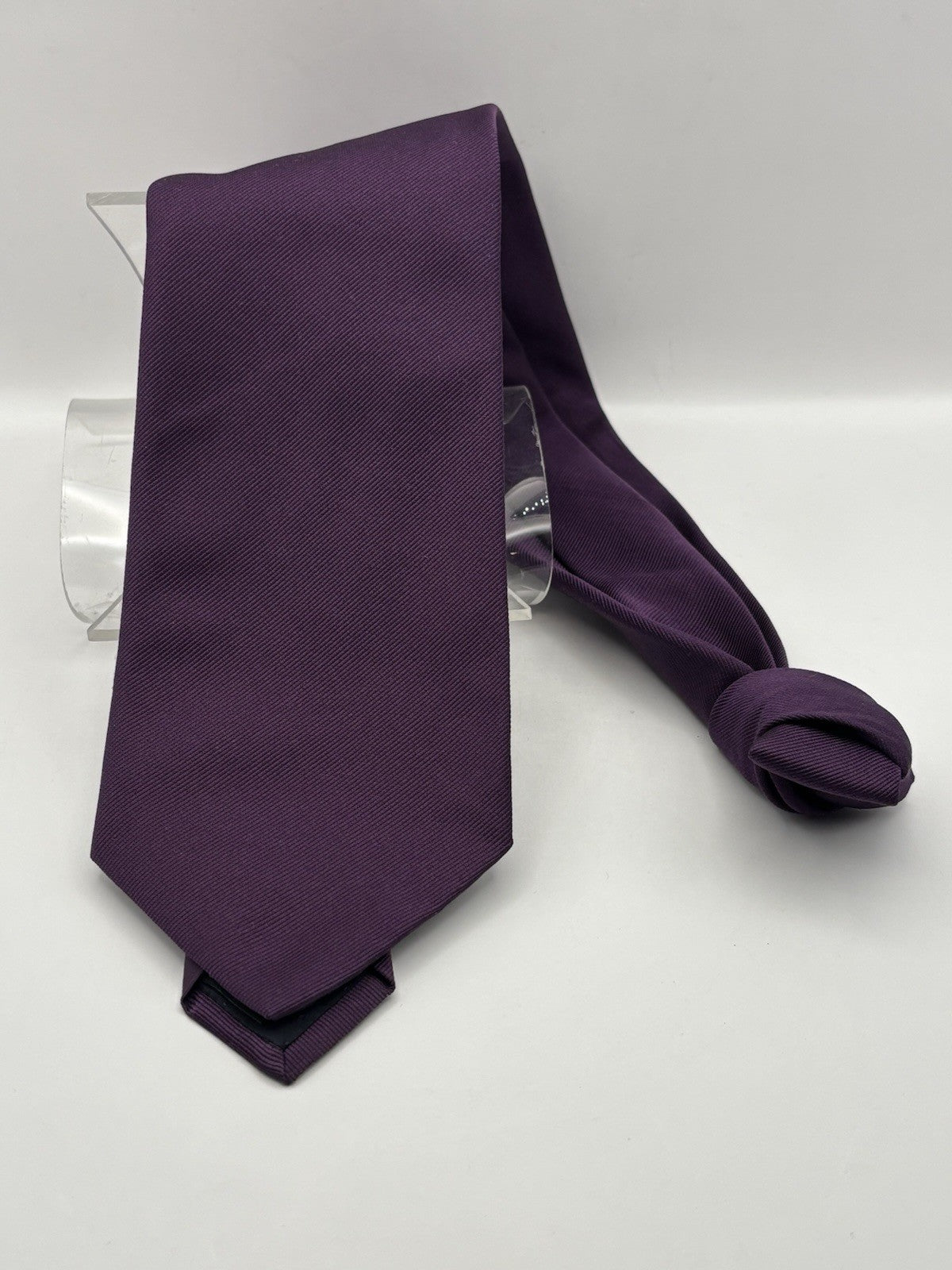 Gianni Versace Silk Tie Purple Ribbed Made In Italy Men's
