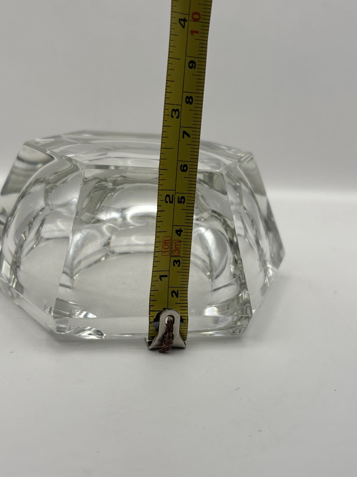Val St Lambert Geometric Crystal 3 Slot Ashtray Signed
