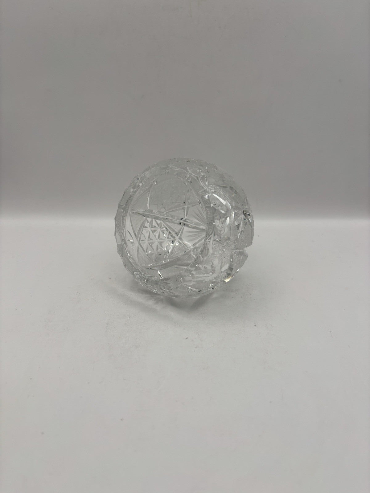 vintage clear cut crystal bowl intricate geometric pattern hand made