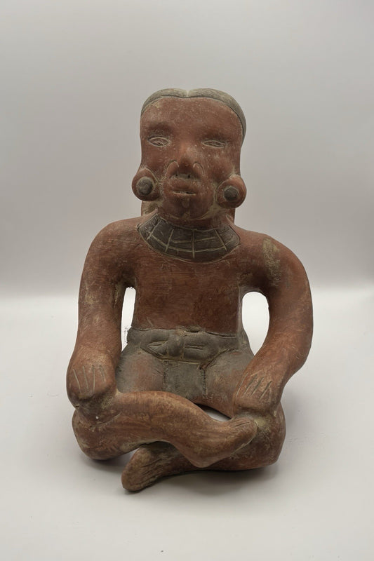 Aztec Mayan Folk Art Terracotta Pottery Planter Made In Mexico Sitting Man 8.3”