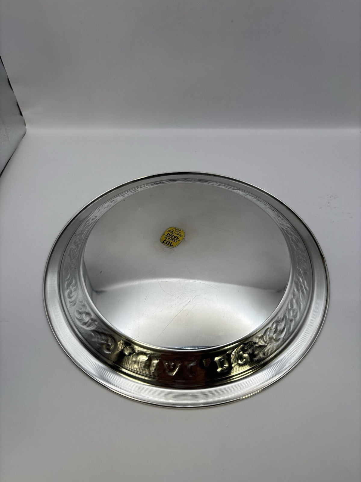Silver Plated Made In Israel  round silver-plated serving tray or charger plate