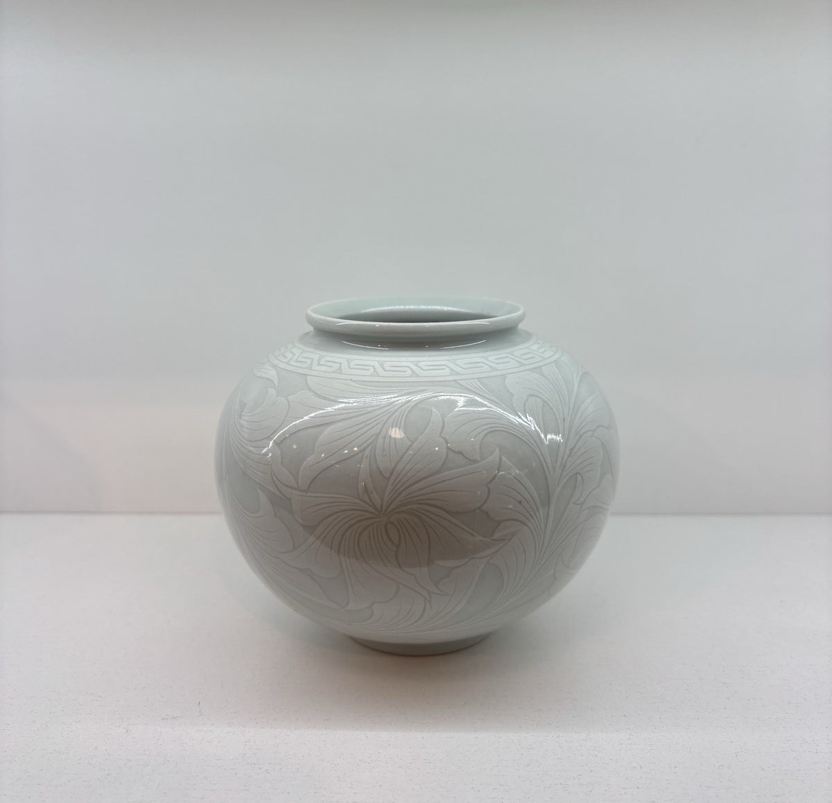 Antique Chinese Porcelain Celedon Ginger Jar With A Vase