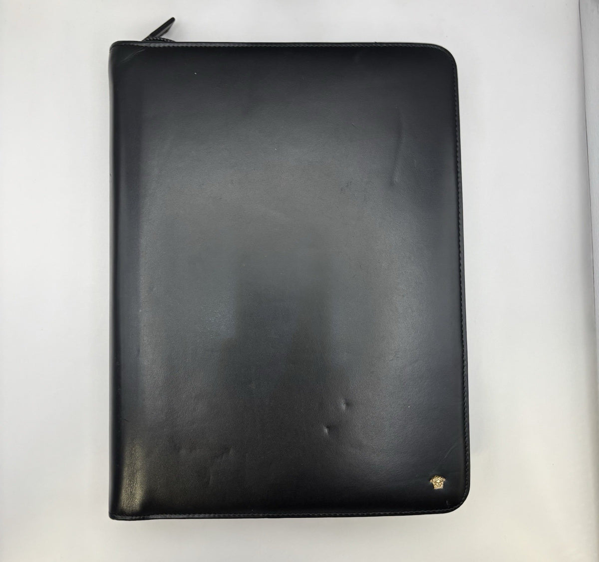 Versace 100% Leather Black Daily Planner Organizer Agenda New
