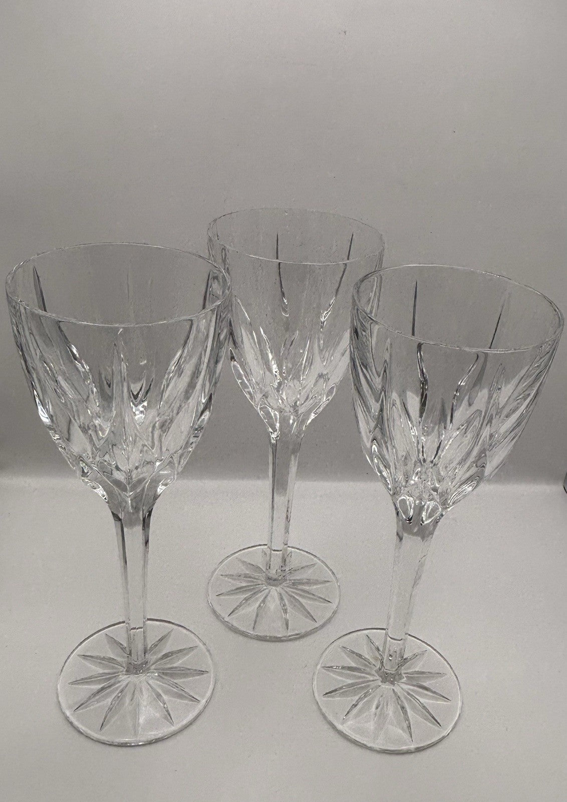 Mikasa Apollo Cut Crystal Wine Goblets 8 3/4 Tall Set of 3 Vintage