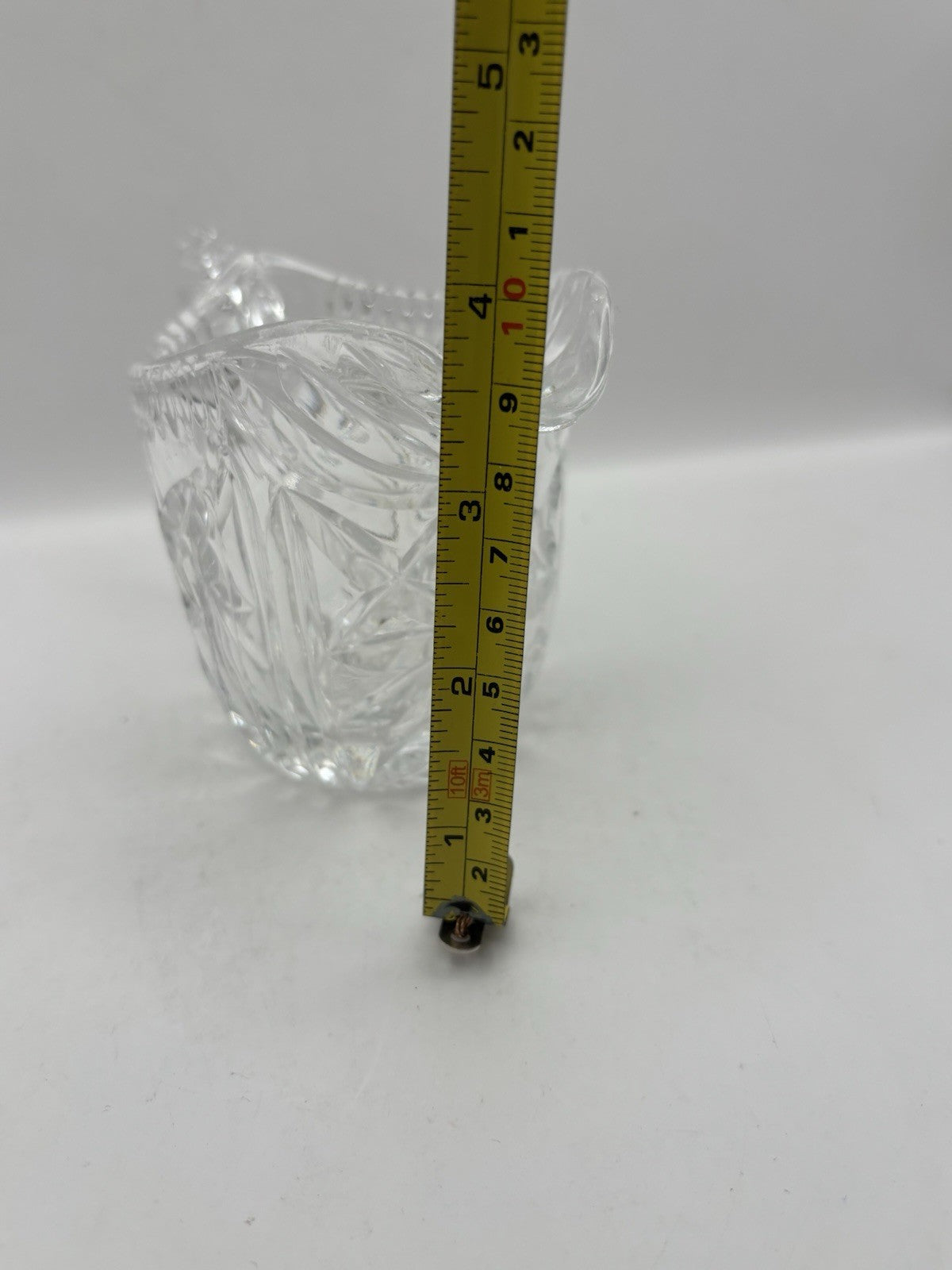 Vintage Cut Glass Crystal Creamer With A Beautiful Floral Design
