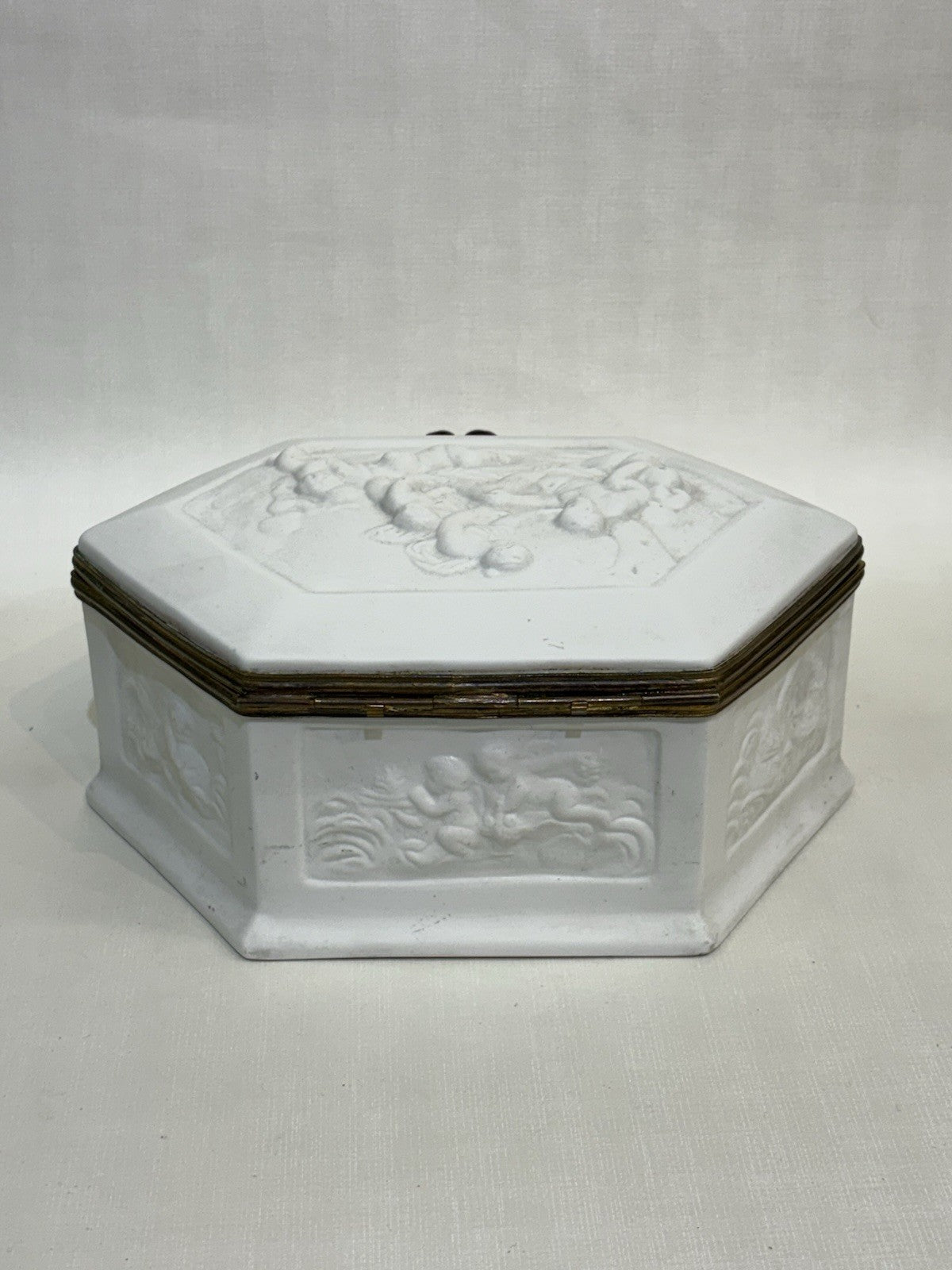 Sevres Antique Porcelain Hand Painted Jewelry Trinket Box Signed