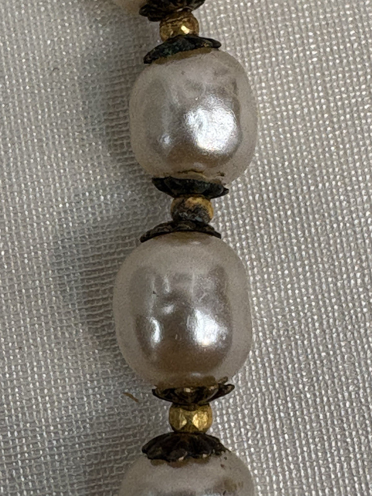 Miriam Haskell Vintage Knotted Faux Pearl Necklace Signed