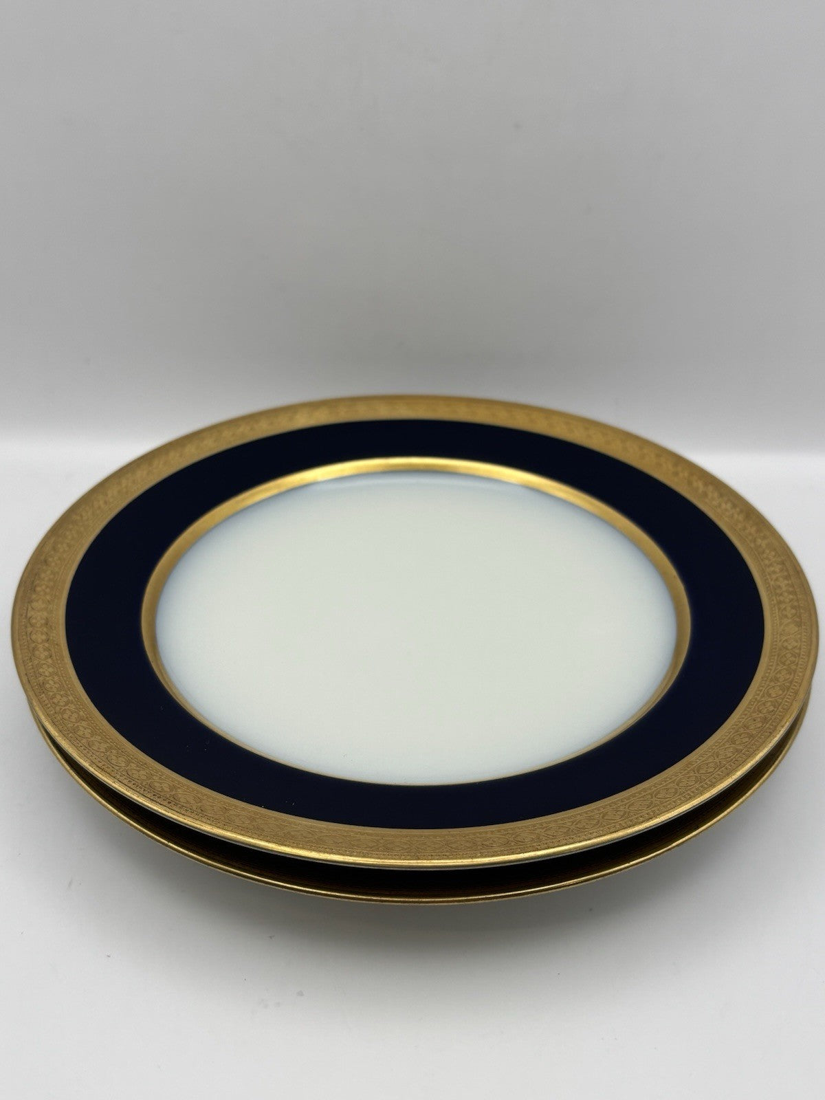 T & V Limoges (Stern Brothers) Cobalt Blue & Gold Plates Set of 2 Vintage