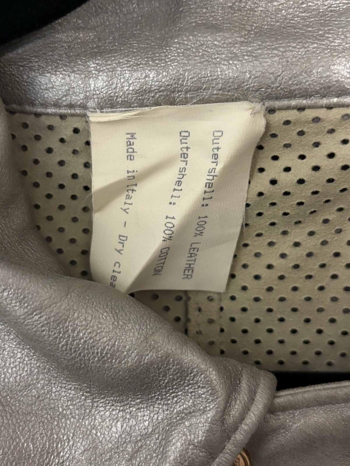 Versace Women silver metallic perforated leather jacket Size S