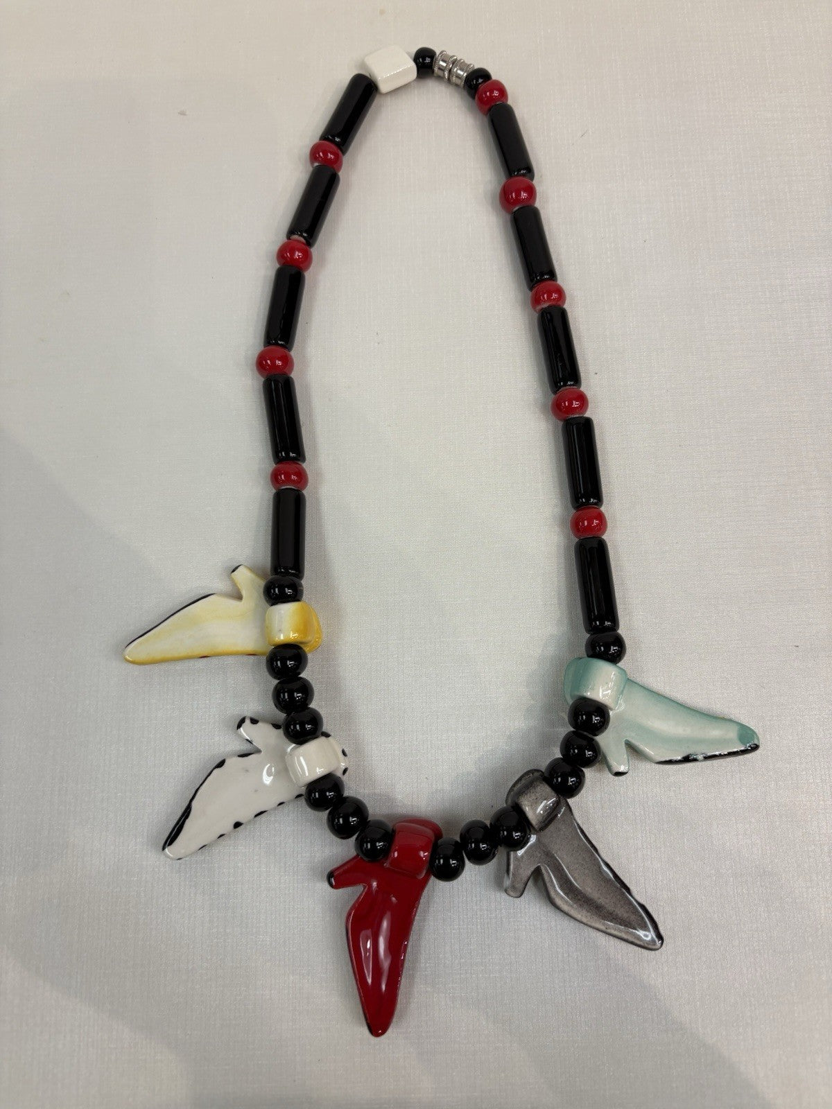 Flying Colors High Heel Shoes Necklace- Hand Painted Ceramic
