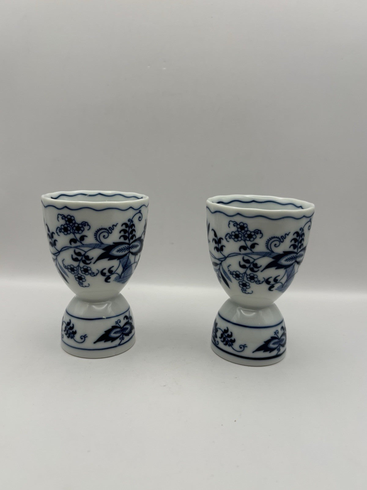 Vintage Blue Danube porcelain egg cups the classic blue and white Onion Pattern