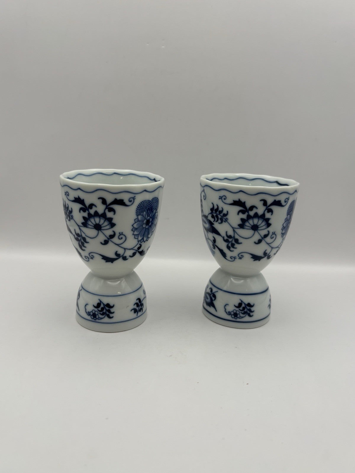 Vintage Blue Danube porcelain egg cups the classic blue and white Onion Pattern